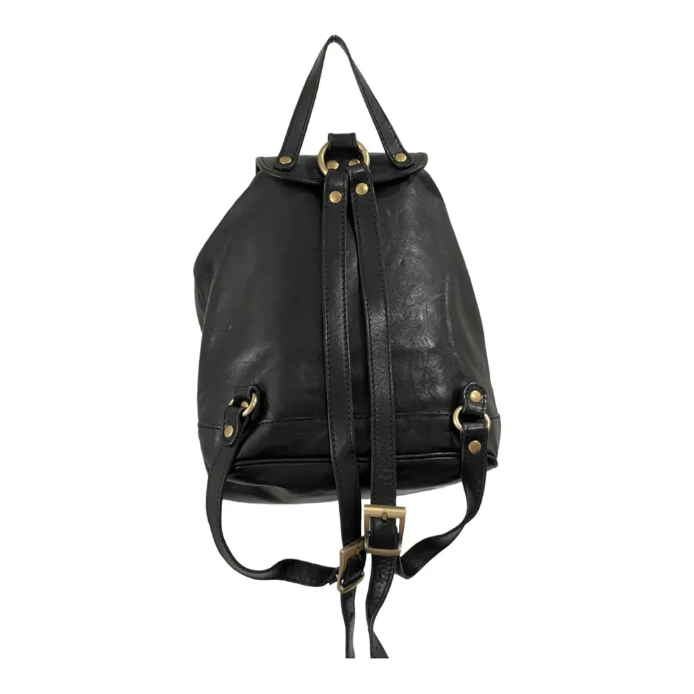 LEATHER ITALY Florence Large Black Backpack Bag